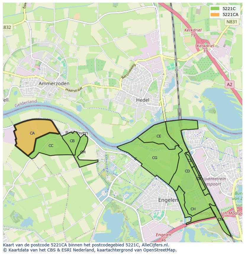 Afbeelding van het postcodegebied 5221 CA op de kaart.