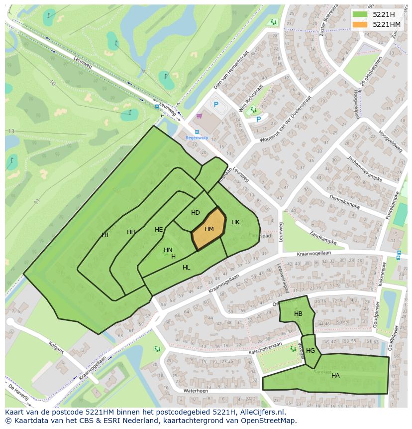 Afbeelding van het postcodegebied 5221 HM op de kaart.