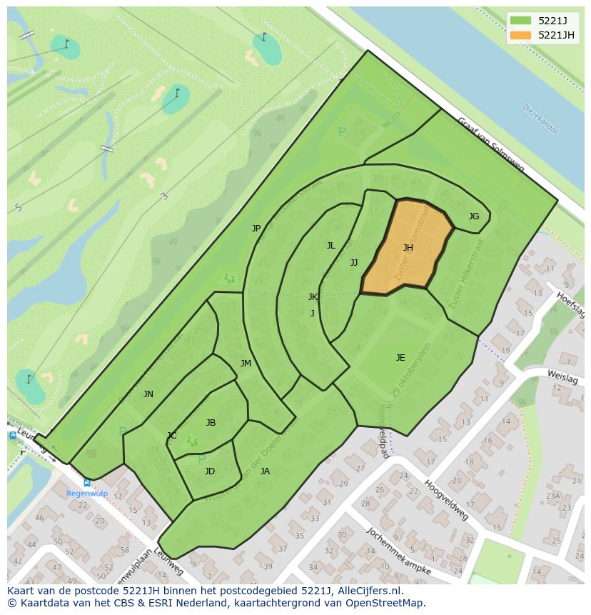 Afbeelding van het postcodegebied 5221 JH op de kaart.