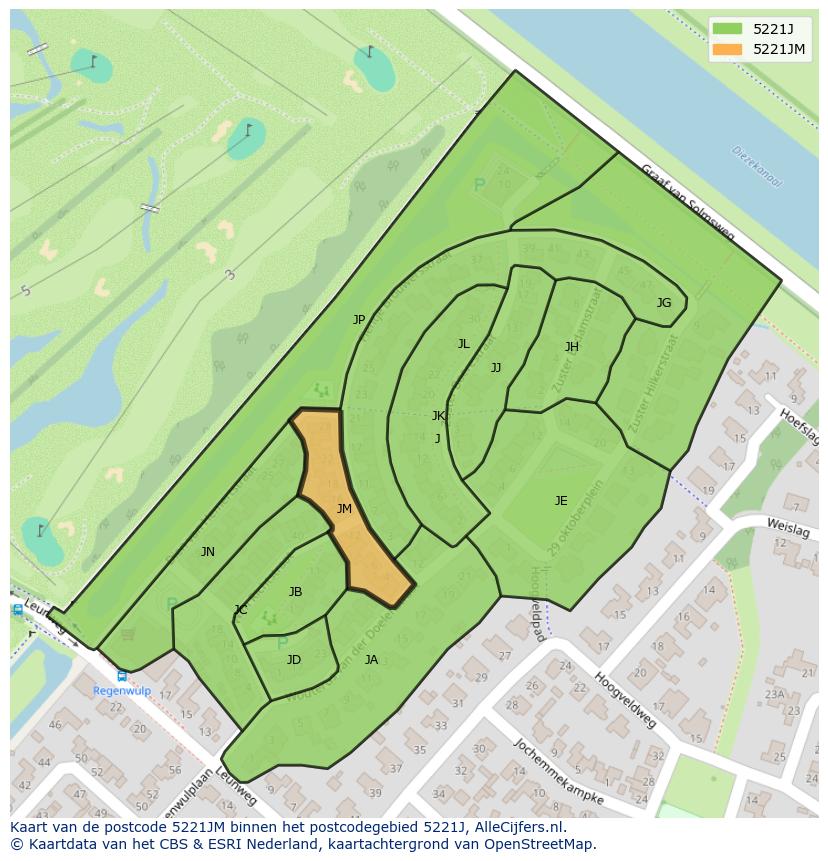 Afbeelding van het postcodegebied 5221 JM op de kaart.