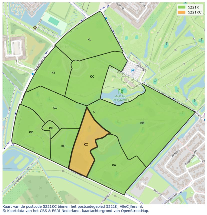 Afbeelding van het postcodegebied 5221 KC op de kaart.