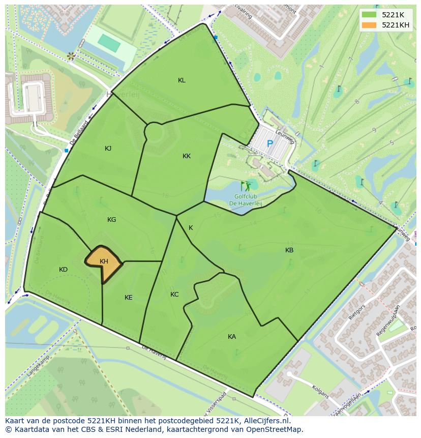 Afbeelding van het postcodegebied 5221 KH op de kaart.