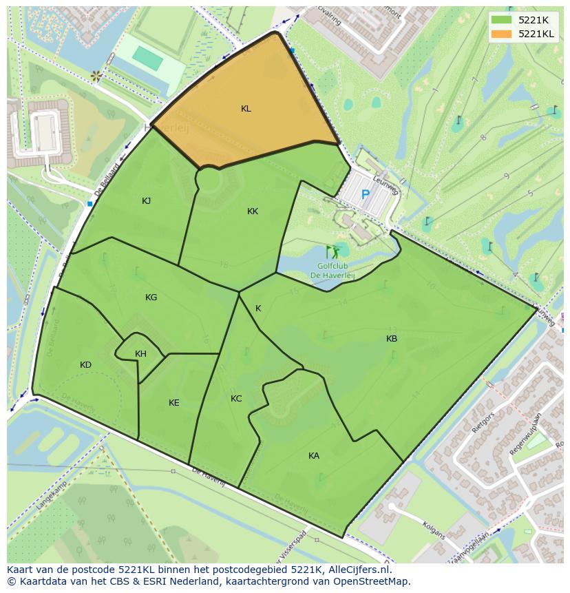 Afbeelding van het postcodegebied 5221 KL op de kaart.