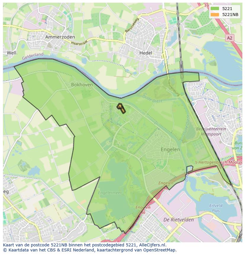Afbeelding van het postcodegebied 5221 NB op de kaart.