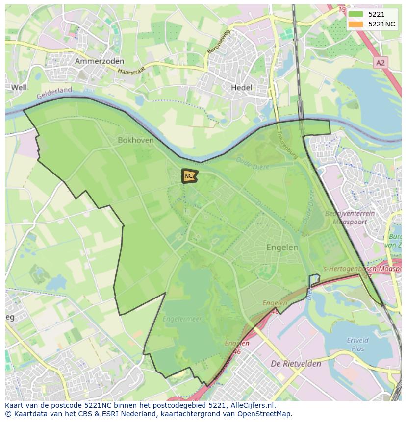 Afbeelding van het postcodegebied 5221 NC op de kaart.