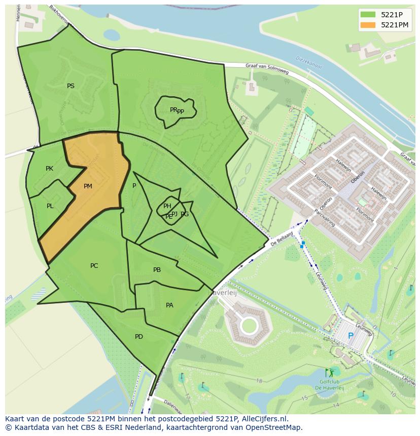 Afbeelding van het postcodegebied 5221 PM op de kaart.
