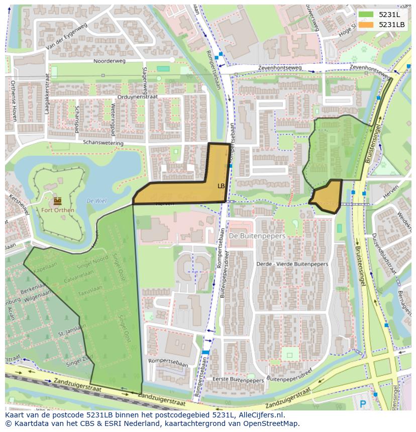 Afbeelding van het postcodegebied 5231 LB op de kaart.