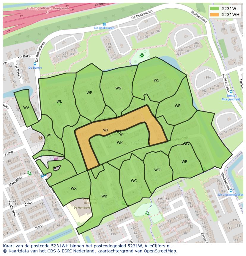 Afbeelding van het postcodegebied 5231 WH op de kaart.