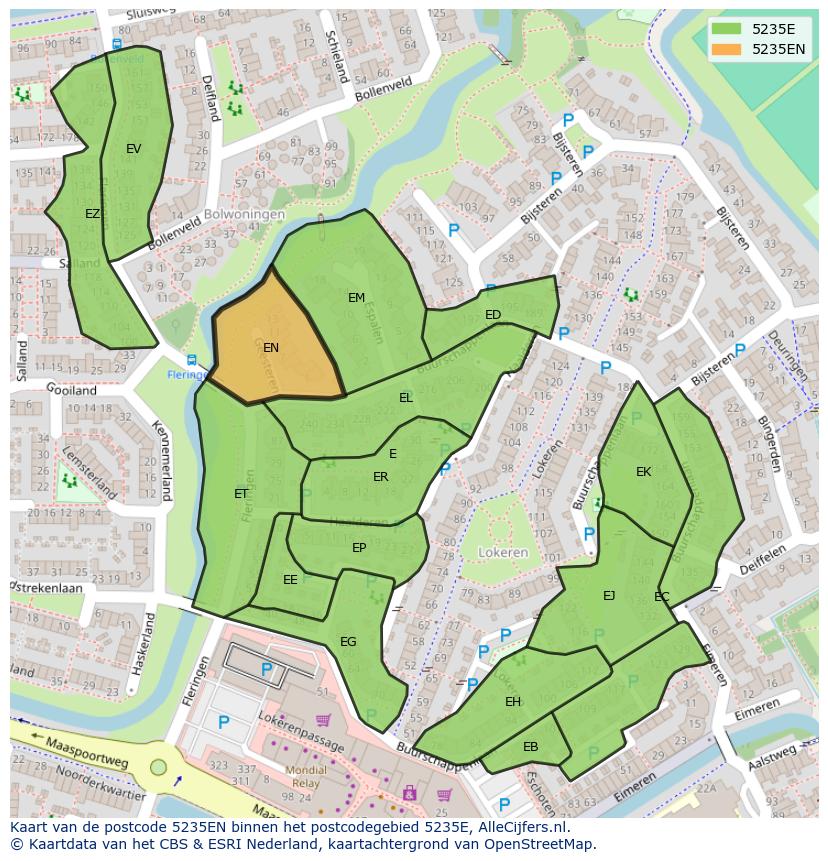 Afbeelding van het postcodegebied 5235 EN op de kaart.