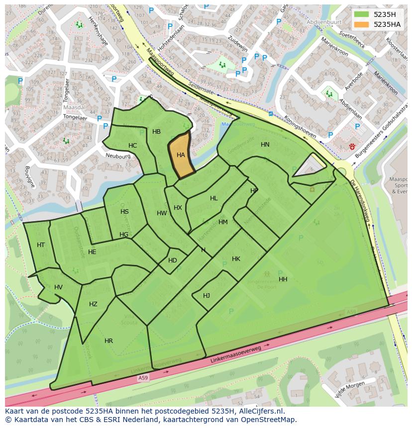 Afbeelding van het postcodegebied 5235 HA op de kaart.