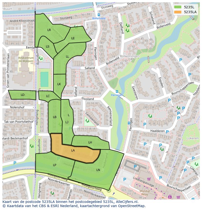 Afbeelding van het postcodegebied 5235 LA op de kaart.