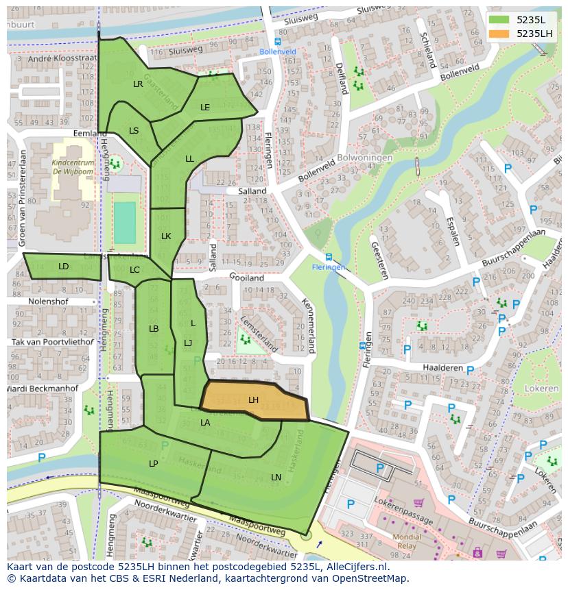 Afbeelding van het postcodegebied 5235 LH op de kaart.