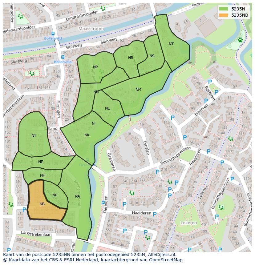 Afbeelding van het postcodegebied 5235 NB op de kaart.