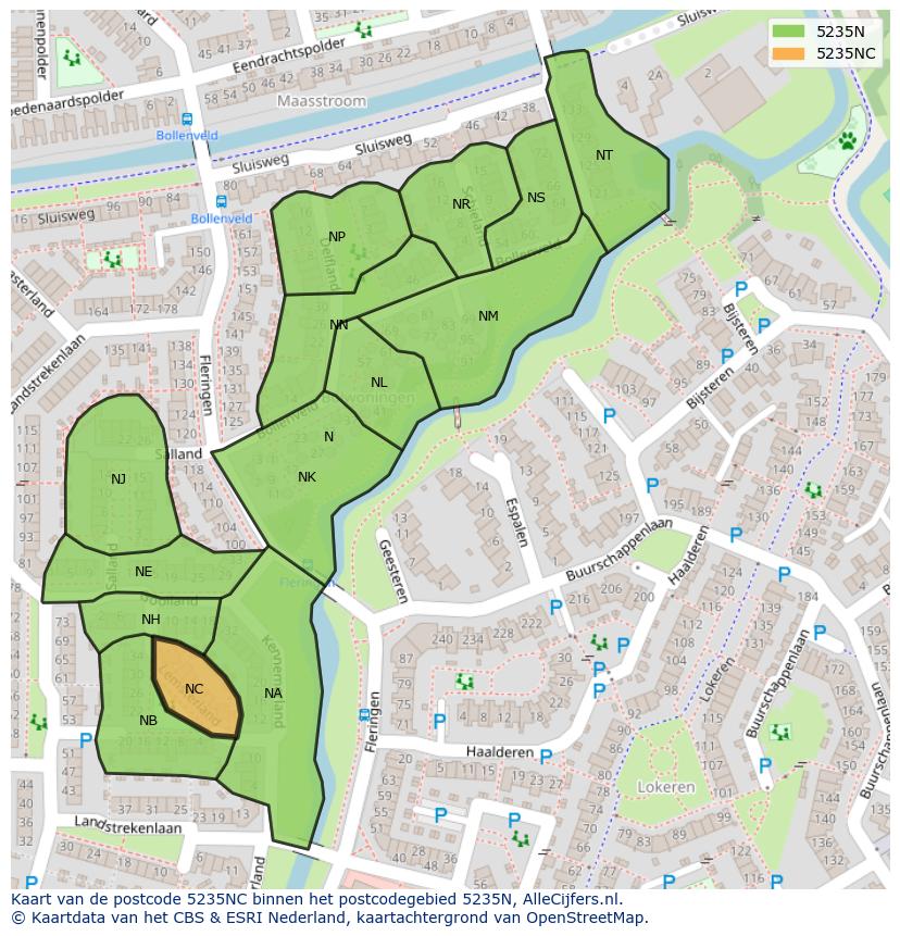 Afbeelding van het postcodegebied 5235 NC op de kaart.