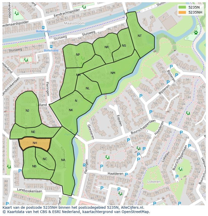 Afbeelding van het postcodegebied 5235 NH op de kaart.