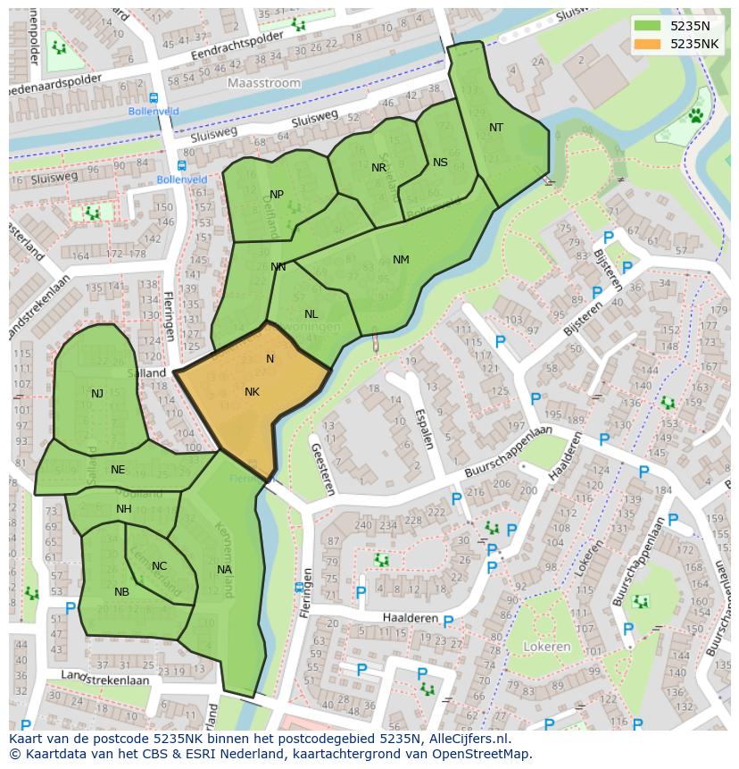 Afbeelding van het postcodegebied 5235 NK op de kaart.