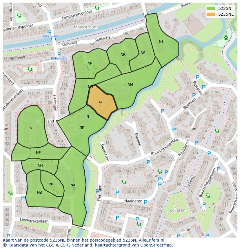 Afbeelding van het postcodegebied 5235 NL op de kaart.