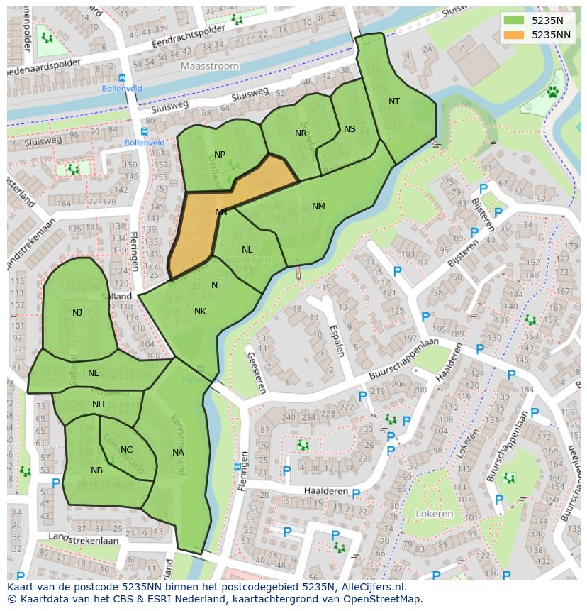Afbeelding van het postcodegebied 5235 NN op de kaart.
