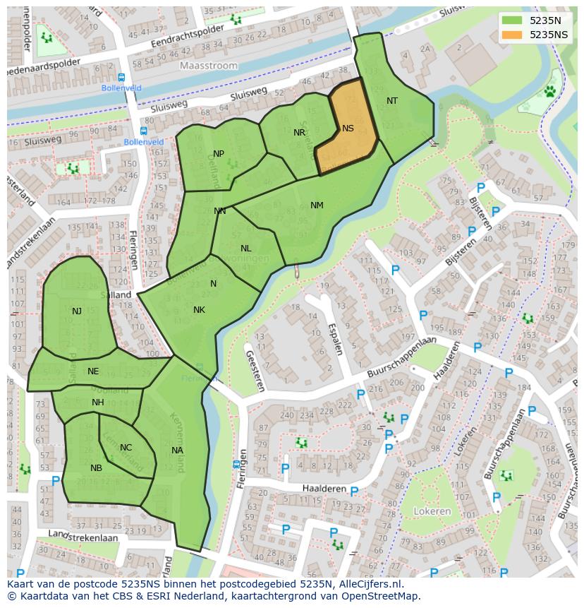 Afbeelding van het postcodegebied 5235 NS op de kaart.