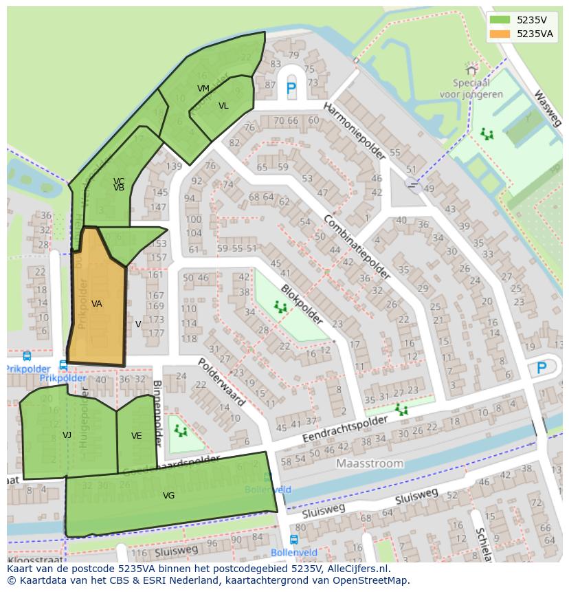 Afbeelding van het postcodegebied 5235 VA op de kaart.