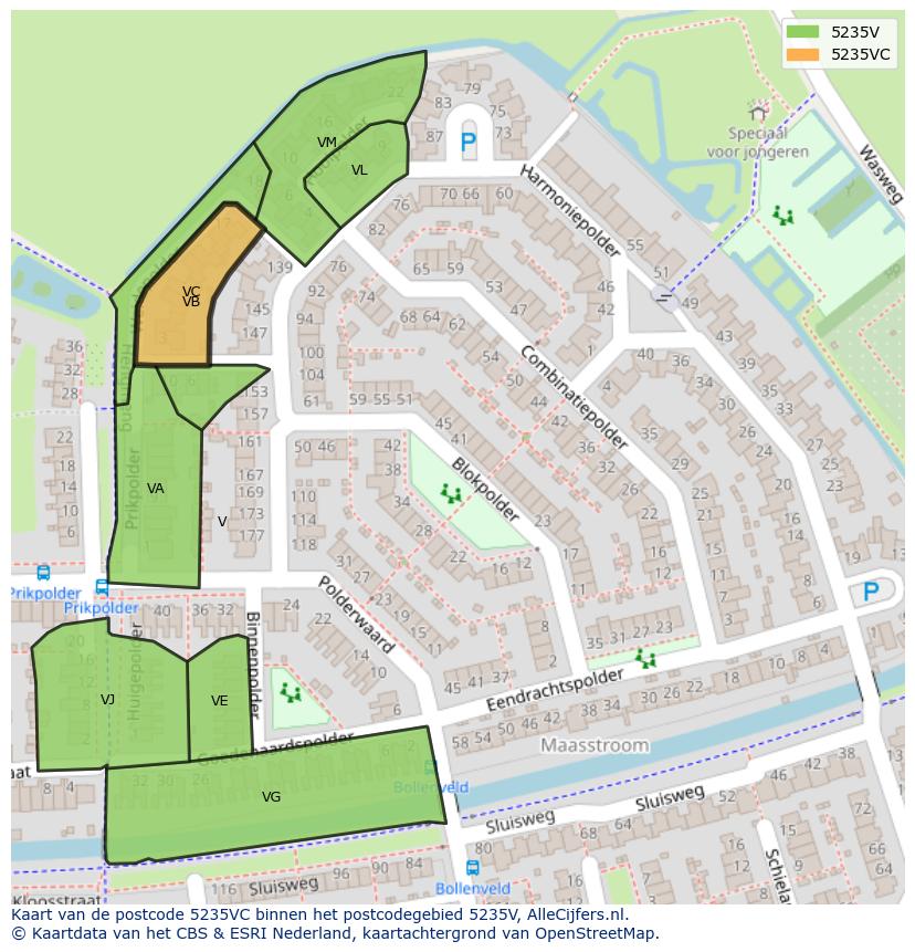 Afbeelding van het postcodegebied 5235 VC op de kaart.