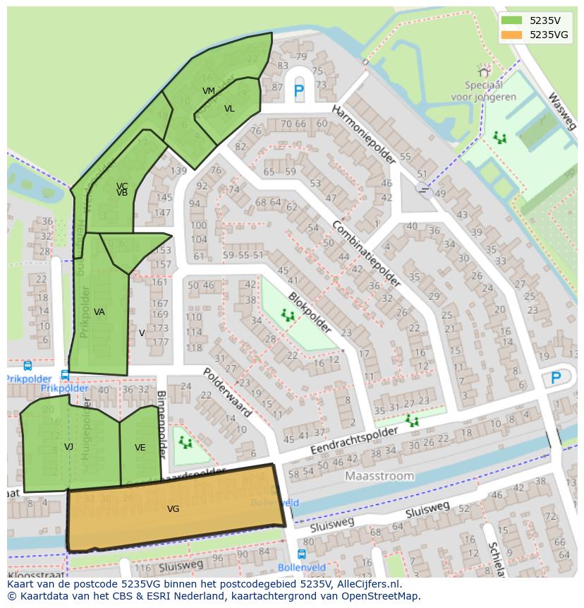 Afbeelding van het postcodegebied 5235 VG op de kaart.