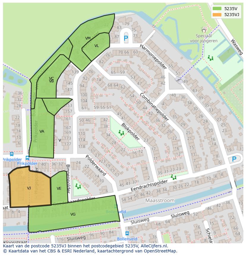 Afbeelding van het postcodegebied 5235 VJ op de kaart.