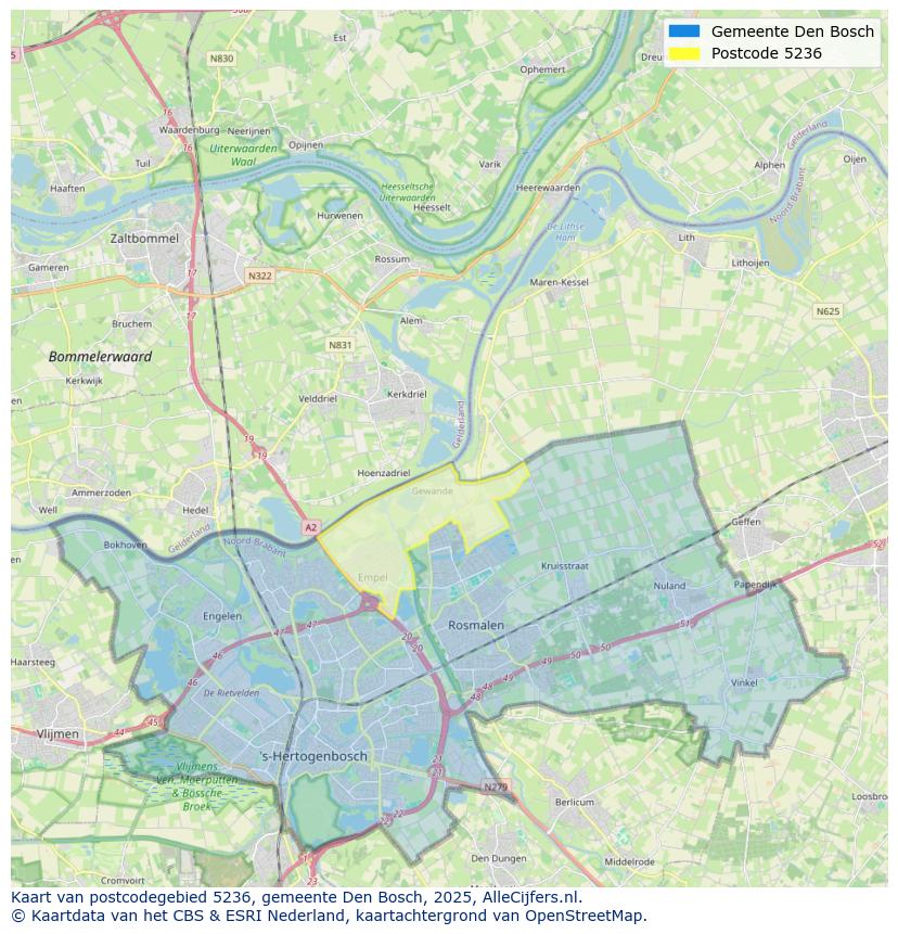 Afbeelding van het postcodegebied 5236 op de kaart.