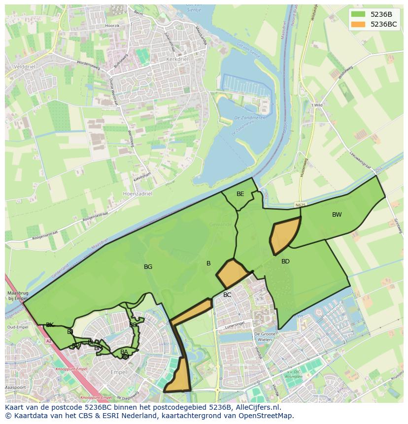 Afbeelding van het postcodegebied 5236 BC op de kaart.