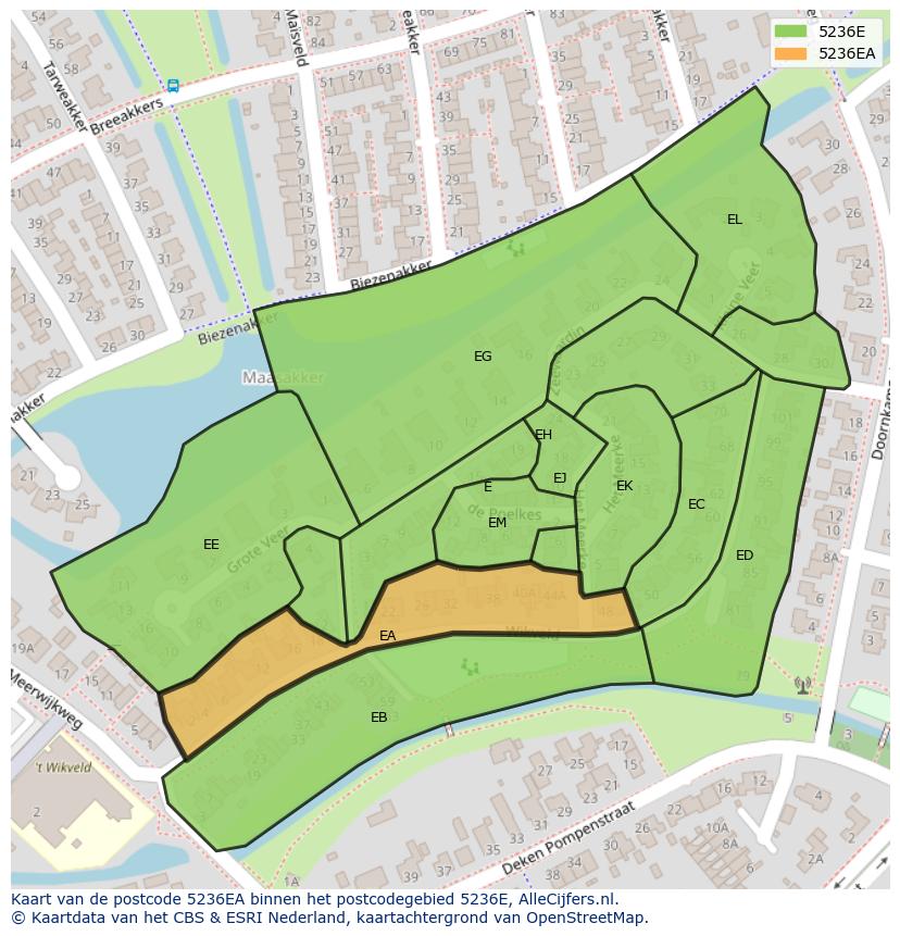 Afbeelding van het postcodegebied 5236 EA op de kaart.