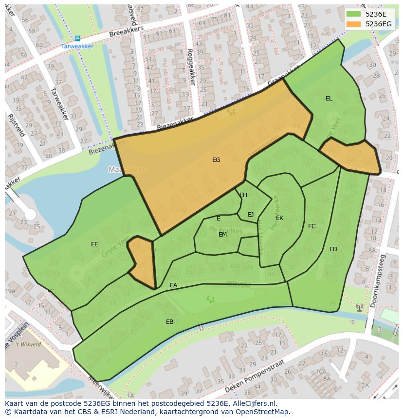 Afbeelding van het postcodegebied 5236 EG op de kaart.