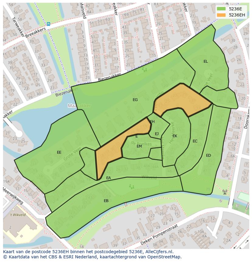 Afbeelding van het postcodegebied 5236 EH op de kaart.