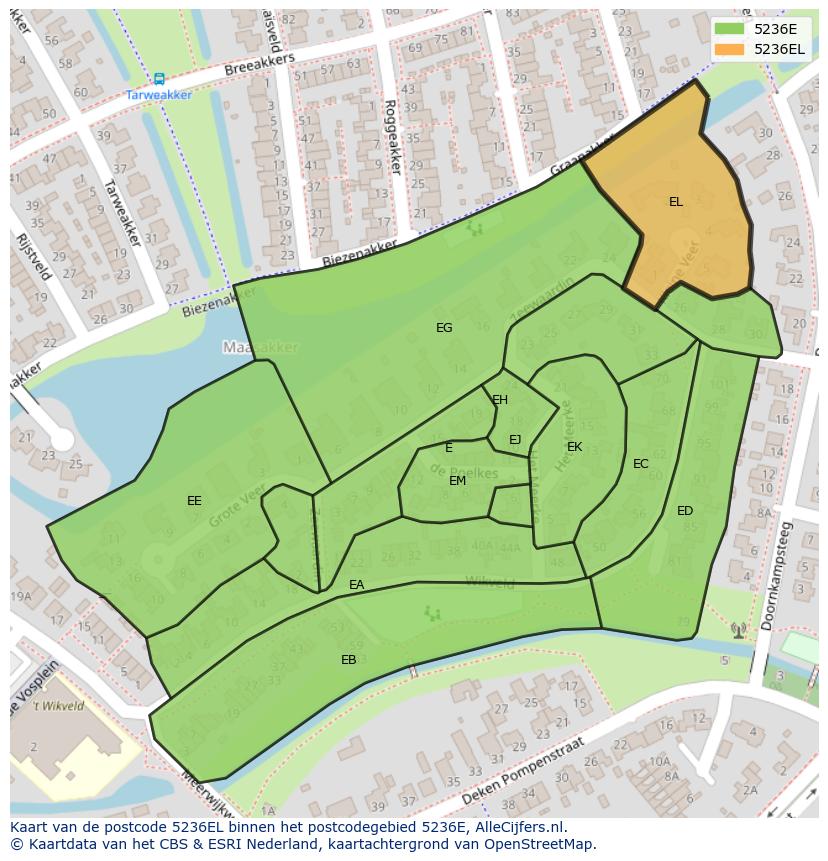 Afbeelding van het postcodegebied 5236 EL op de kaart.
