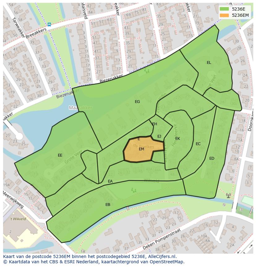 Afbeelding van het postcodegebied 5236 EM op de kaart.