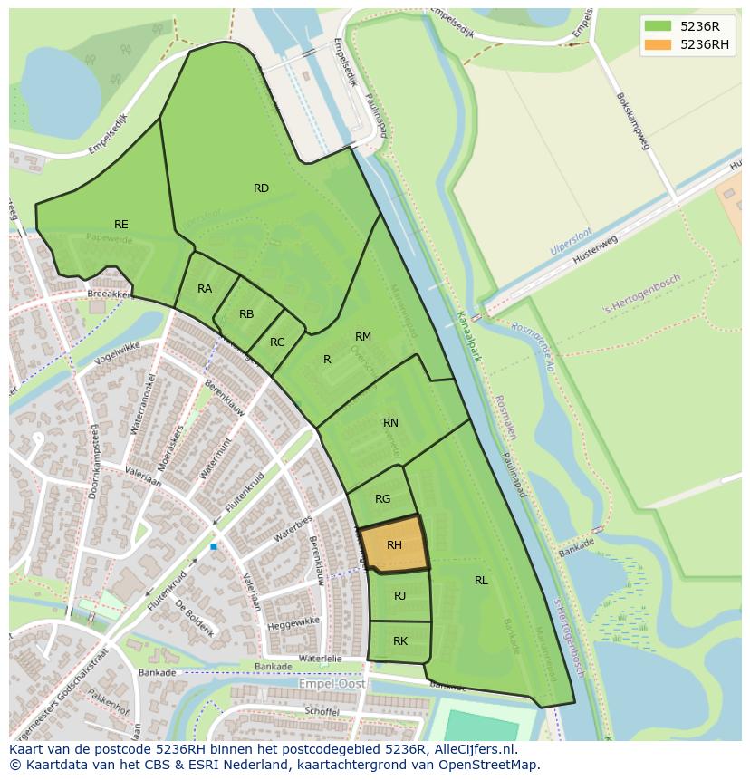 Afbeelding van het postcodegebied 5236 RH op de kaart.