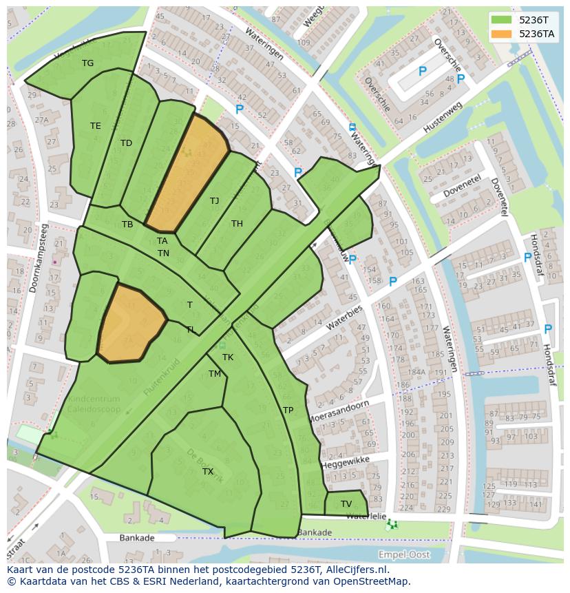 Afbeelding van het postcodegebied 5236 TA op de kaart.