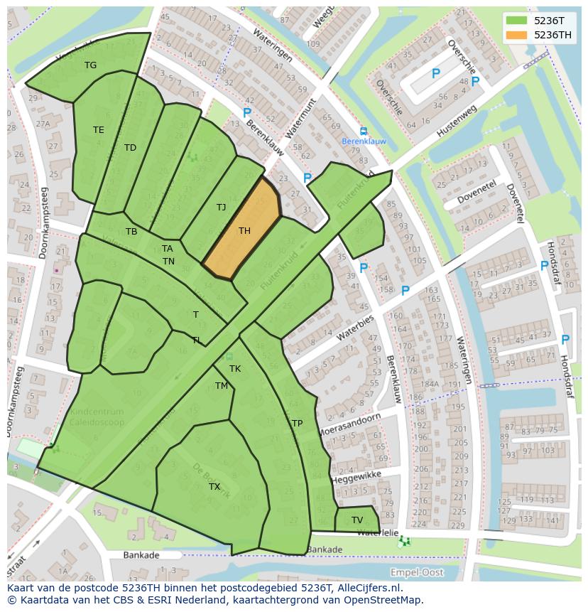 Afbeelding van het postcodegebied 5236 TH op de kaart.
