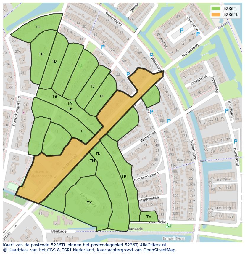 Afbeelding van het postcodegebied 5236 TL op de kaart.