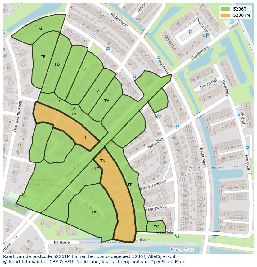 Afbeelding van het postcodegebied 5236 TM op de kaart.