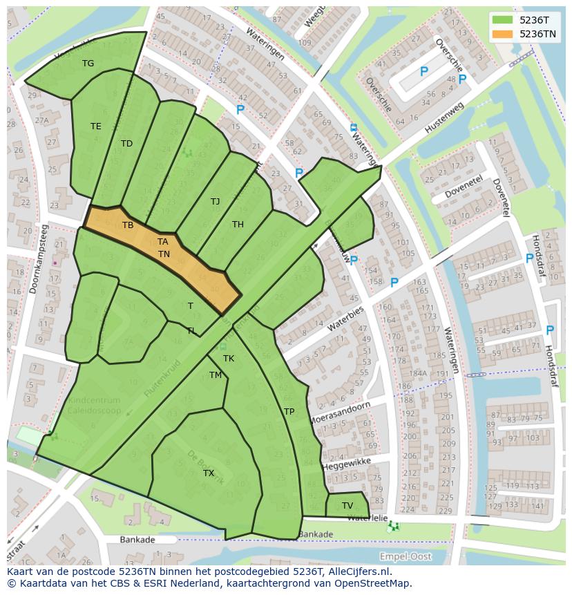 Afbeelding van het postcodegebied 5236 TN op de kaart.