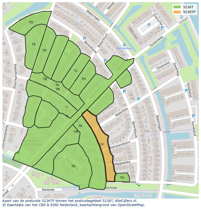 Afbeelding van het postcodegebied 5236 TP op de kaart.