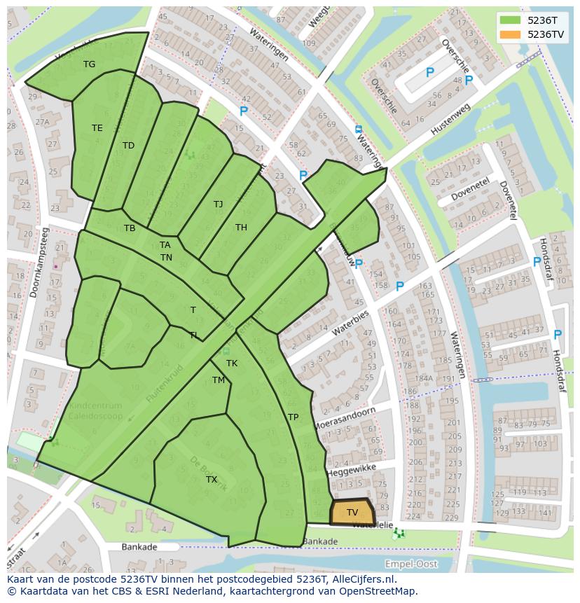 Afbeelding van het postcodegebied 5236 TV op de kaart.