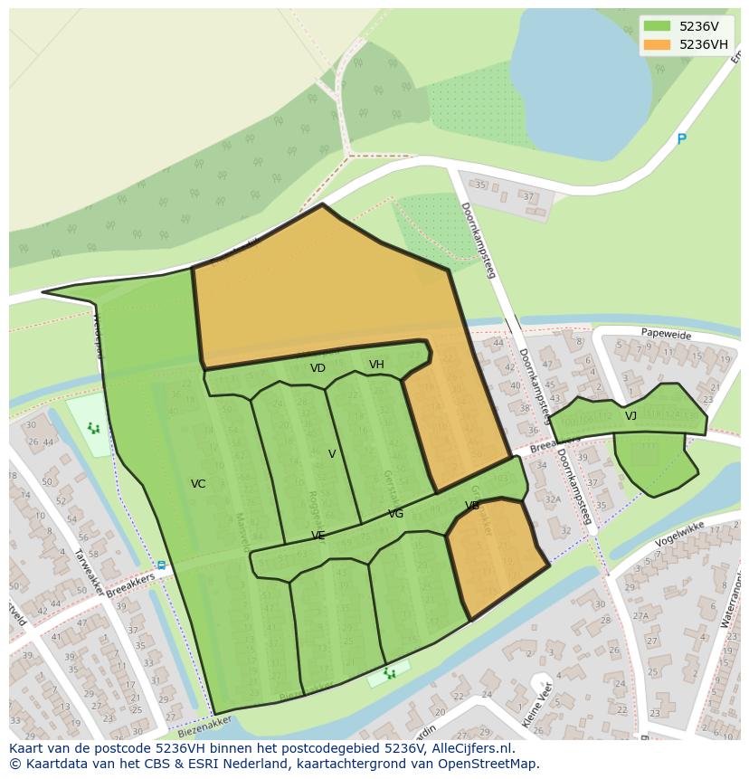Afbeelding van het postcodegebied 5236 VH op de kaart.