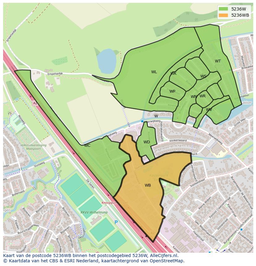 Afbeelding van het postcodegebied 5236 WB op de kaart.