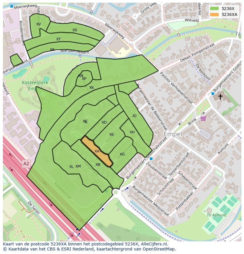 Afbeelding van het postcodegebied 5236 XA op de kaart.