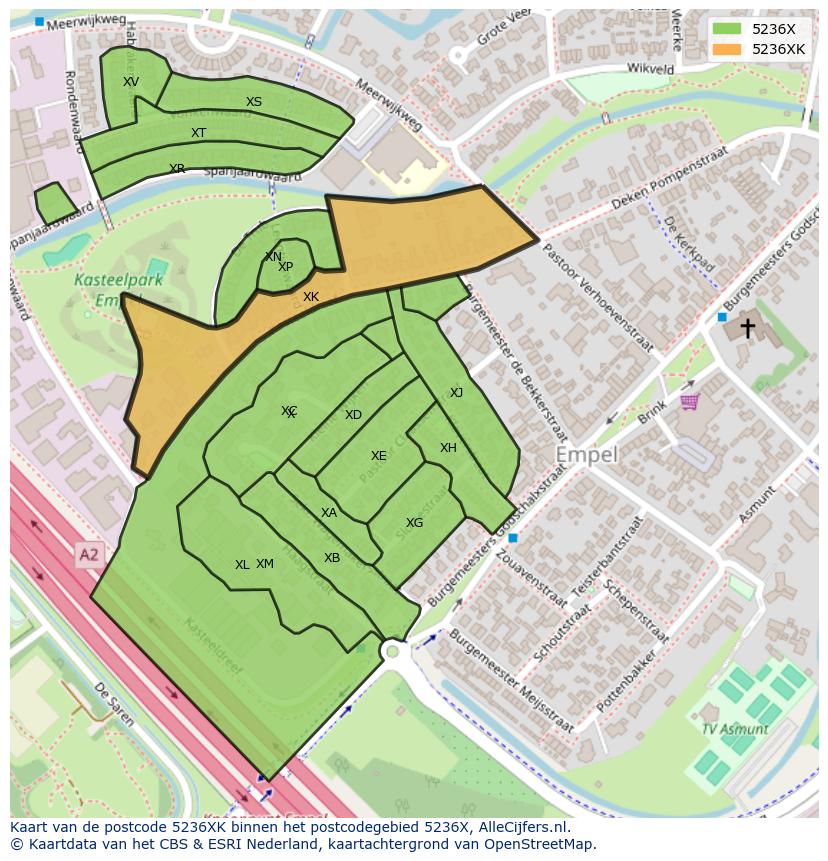 Afbeelding van het postcodegebied 5236 XK op de kaart.