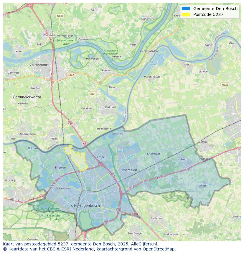 Afbeelding van het postcodegebied 5237 op de kaart.
