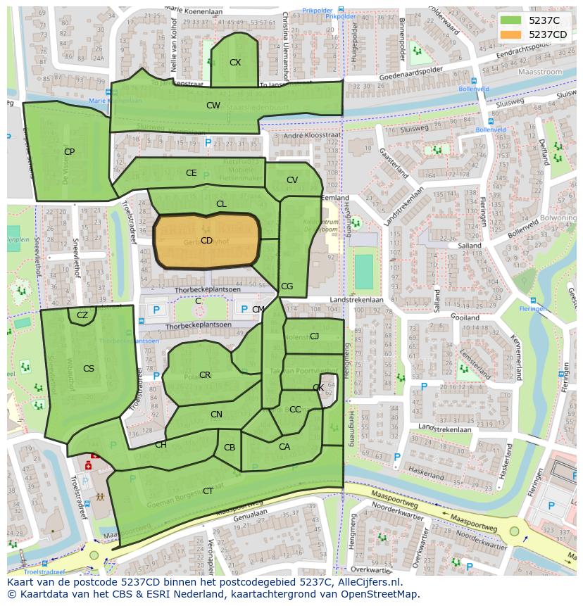 Afbeelding van het postcodegebied 5237 CD op de kaart.
