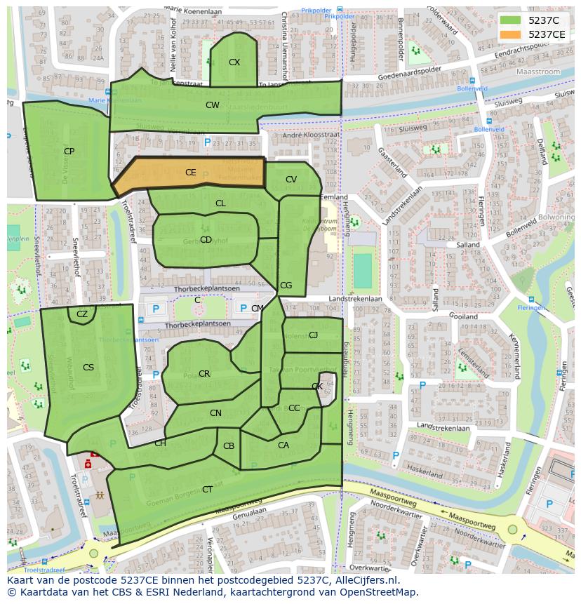 Afbeelding van het postcodegebied 5237 CE op de kaart.