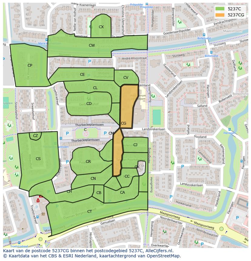 Afbeelding van het postcodegebied 5237 CG op de kaart.